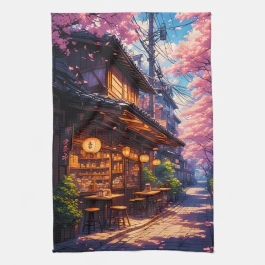 桜の街角 キッチンタオル (縦)