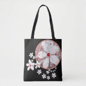 桜の赤と白の桜の花のアジアンフローラル トートバッグ (正面)