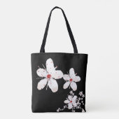 桜の赤と白の桜の花のアジアンフローラル トートバッグ (裏面)