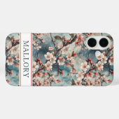 桜の青緑モノグラムプリント Case-Mate iPhoneケース (裏面 (横))