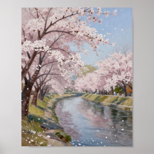 桜の静かな小径: 穏やかな印象派の作品 ポスター (正面)