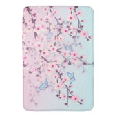 桜の風景 ピンクの空 水色 バスマット (正面縦)