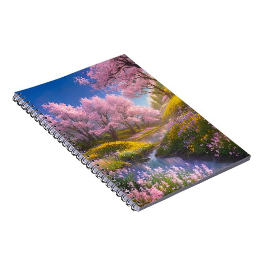 桜の魅力的木々の美しいの採用 ノートブック (右側)