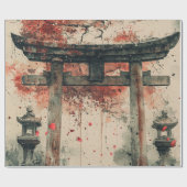 桜の鳥居墨絵アート ラッピングペーパー (フラット)