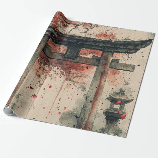 桜の鳥居墨絵アート ラッピングペーパー (アンロールド)