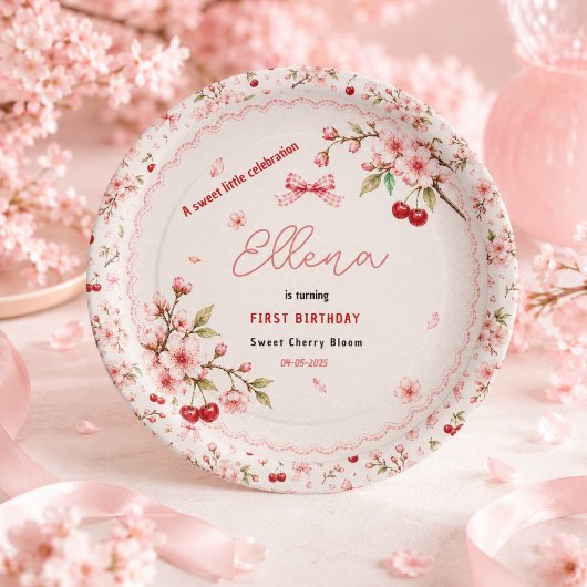 桜の1歳の誕生日 女の子 パーティー ペーパープレート