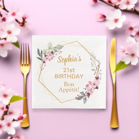 桜の21歳の誕生日ディナーパーティー用のナプキン