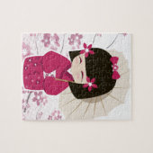 桜のKokeshiのかわいい人形 ジグソーパズル (横)