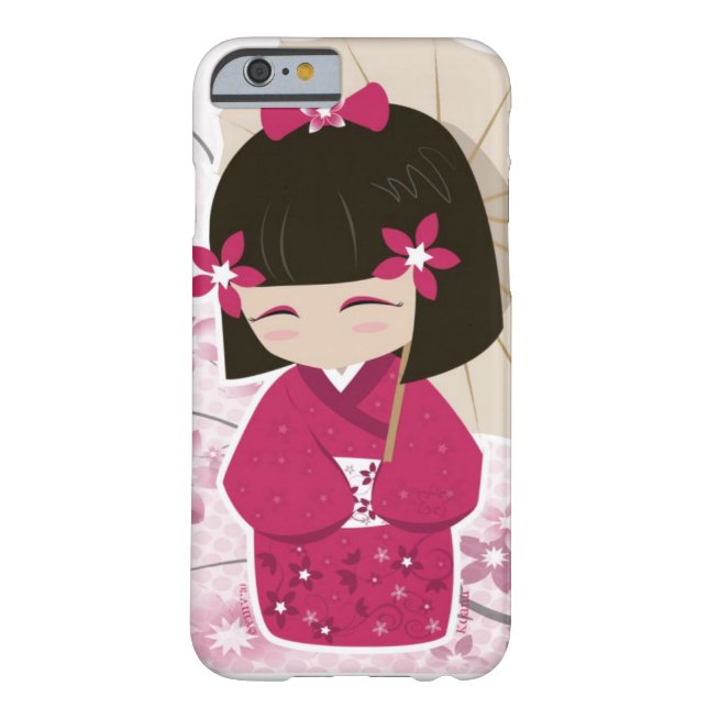 桜のKokeshiのかわいい人形 Case-Mate iPhoneケース (裏面)