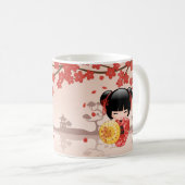 桜のKokeshiの赤い人形-日本のな芸者 コーヒーマグカップ (正面右)