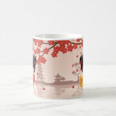 桜のKokeshiの赤い人形-日本のな芸者 コーヒーマグカップ (中央)