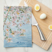 桜のWashington D.C.の絵画的な水彩画 キッチンタオル (四つ折り)