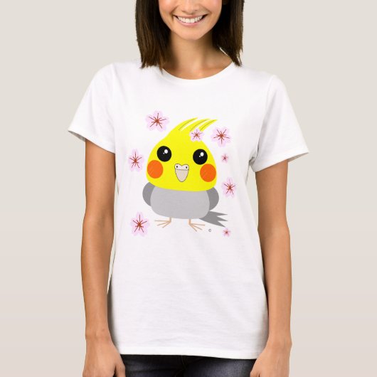 桜を持つBelleBelleのcockatielか鳥 Tシャツ (正面)