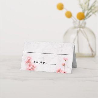 桜エレガントさくらんぼブロッサムピンク結婚大理石 プレイスカード