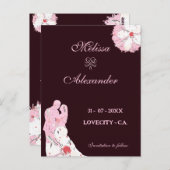 桜エレガントフローラ結婚式の日付を保存 ポストカード (正面/裏面)