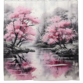 桜オーバーリバーイ絵画ンク シャワーカーテン (正面)