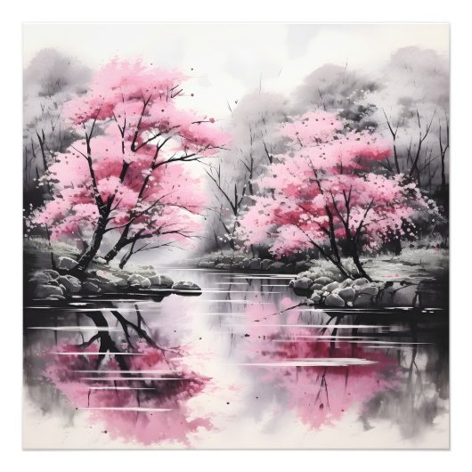 桜オーバーリバーイ絵画ンク フォトプリント            (正面)