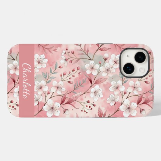 桜カスタム花柄ピンク Case-Mate iPhoneケース (裏面 (横))