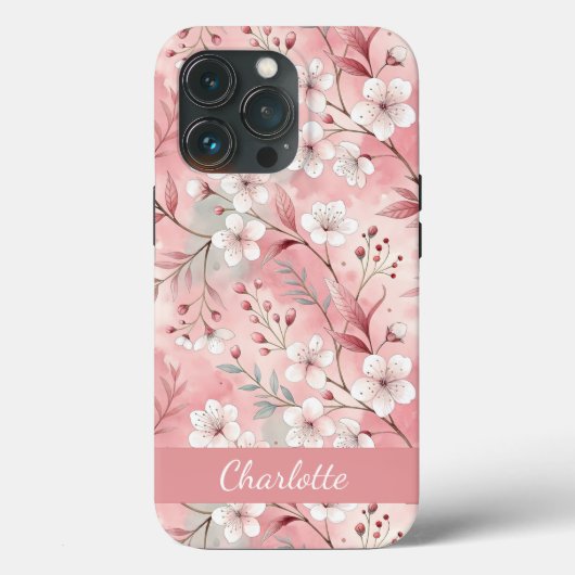 桜カスタム花柄ピンク Case-Mate iPhoneケース (裏面)