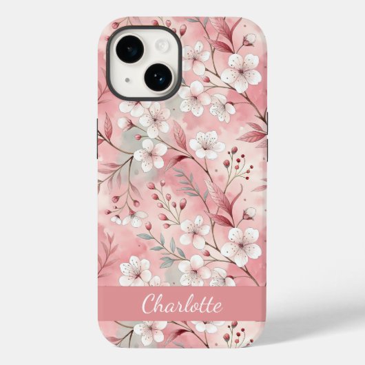 桜カスタム花柄ピンク Case-Mate iPhoneケース (裏面)