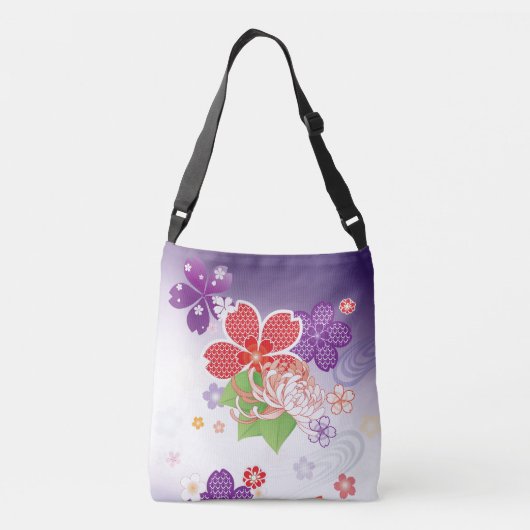 桜カラフルとダリア着物:: クロスボディバッグ (裏面)