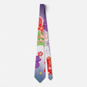 桜カラフルとダリア着物:: ネクタイ (正面)