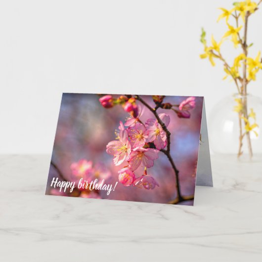 桜クールの花が庭のさくらんぼの木に咲く カード (黄色い花)