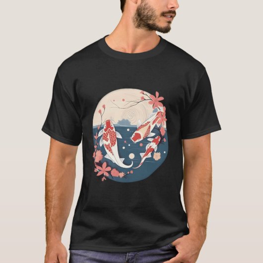 桜コイフィッシュ花びらエレガンス日本の Tシャツ (正面)