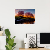 桜サンセット：リバーサイド空想 ポスター (ホームオフィス)