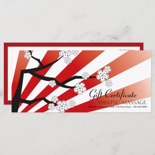 桜サンライズさくらんぼ花のギフト券 (正面/裏面)