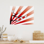 桜サンライズホワイトさくらんぼフラワーズゼン ポスター (キッチン)