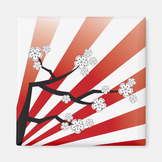 桜サンライズホワイトさくらんぼフラワーズゼン マグネット (正面)