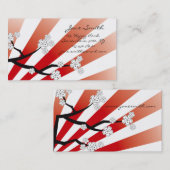 桜サンライズレッド&ホワイトストライプさくらんぼの花 名刺 (正面/裏面)