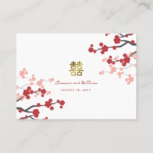 桜ダブル中国のハピ結婚ネス座席表 プレイスカード (裏面)