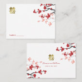 桜ダブル中国のハピ結婚ネス座席表 プレイスカード (正面/裏面)