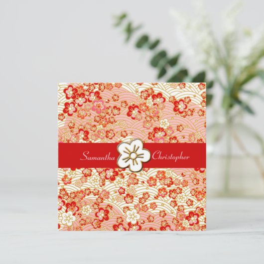 桜チリメン結婚式招待状 招待状 (スタンド正面)