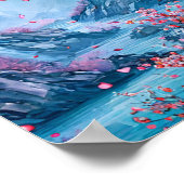 桜ツリーの水色 ポスター (角)