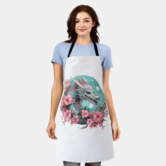 桜ドラゴン エプロン (着用した状態)