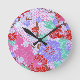 桜パタ日本のーンクロック ラウンド壁時計