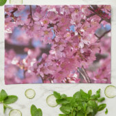 桜ピンクさくらんぼブロッサムスカイ キッチンタオル (折り畳み)