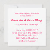 桜ピンクの中国風結婚式 招待状 (裏面)