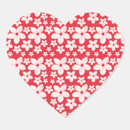 桜ピンク花継ぎ目なし模様赤い背景 ハートシール