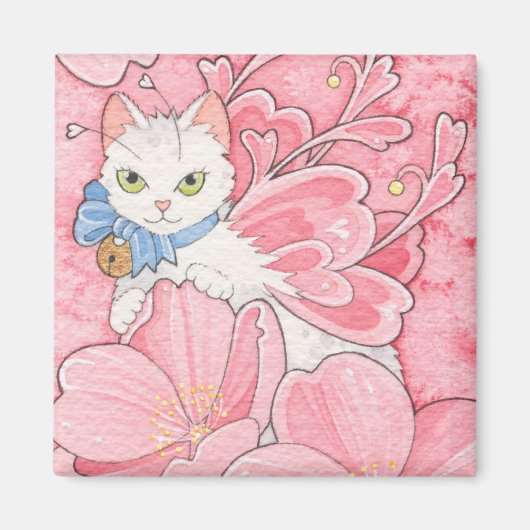 桜フェアリーキャットノーテカード マグネット (正面)