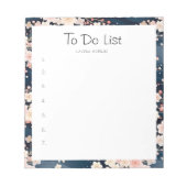 桜フローラネイビーウェーブのTo Doリスト ノートパッド (正面)