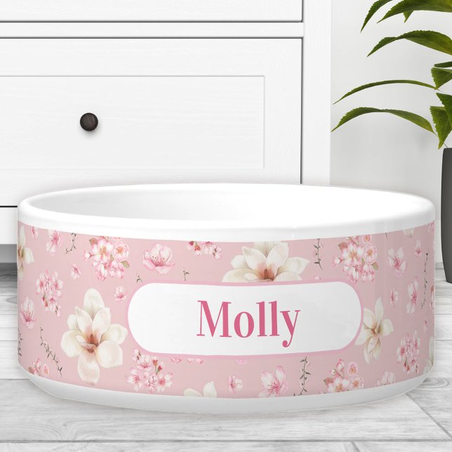 桜フローラルパターン春名ピンクペットボウル ボウル (Sakura Floral Pattern Spring Name Pink Pet Bowl)