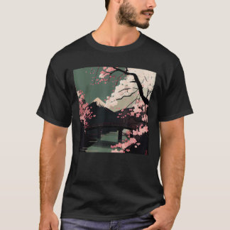 桜ブリス日本のさくらんぼブロッサム川とブリ Tシャツ