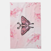桜ブリス、ピンクモス、桜背景 キッチンタオル (縦)