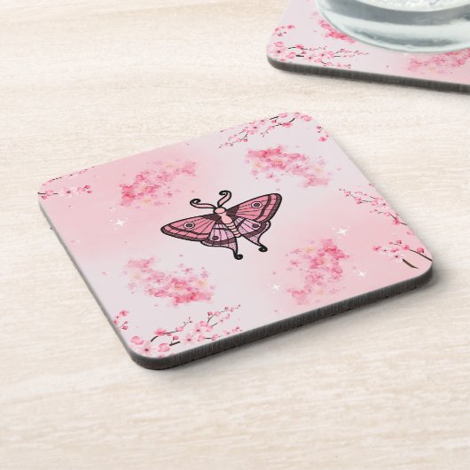 桜ブリス、ピンクモス、桜背景 コースター (左側)