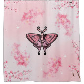 桜ブリス、ピンクモス、桜背景 シャワーカーテン (正面)
