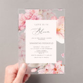 桜ラブは開花ブライダルシャワー アクリル招待状 (インサイチュ (ポータブル))